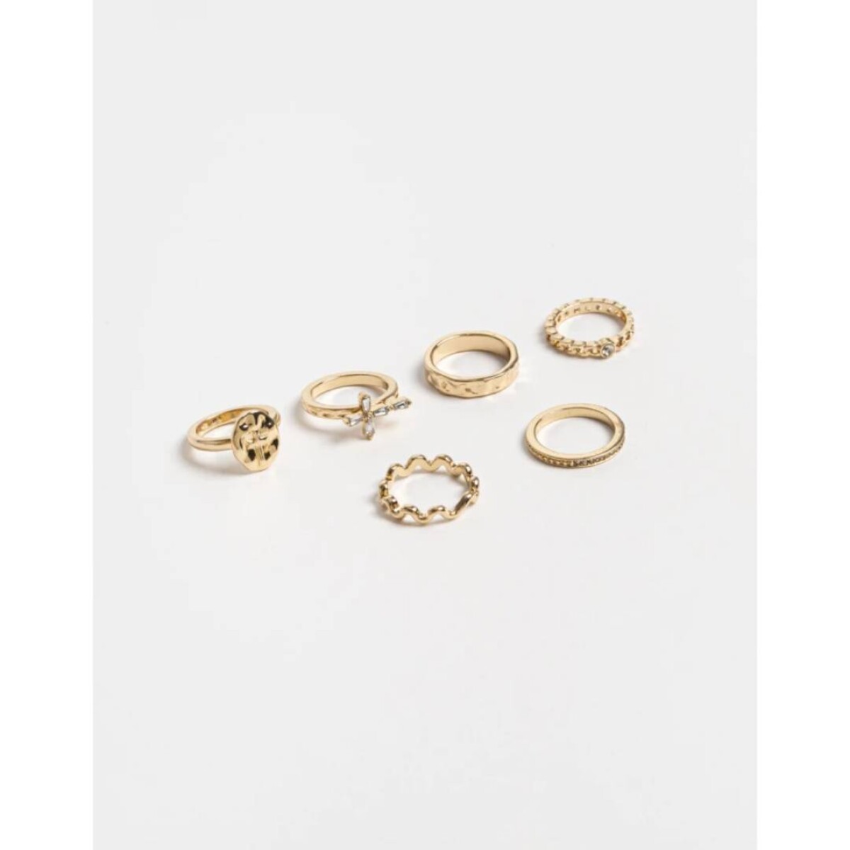 Sets Anillos Cruces Con Strass - Dorado 