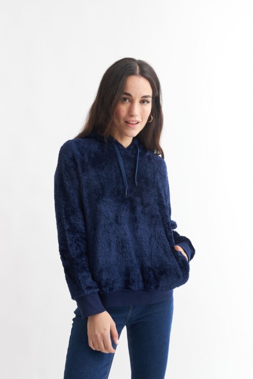Hoodie sherpa AZUL MARINO