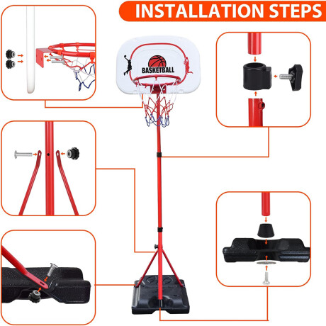Tablero Basket Con Pie Altura 2.40mts BLANCO-ROJO