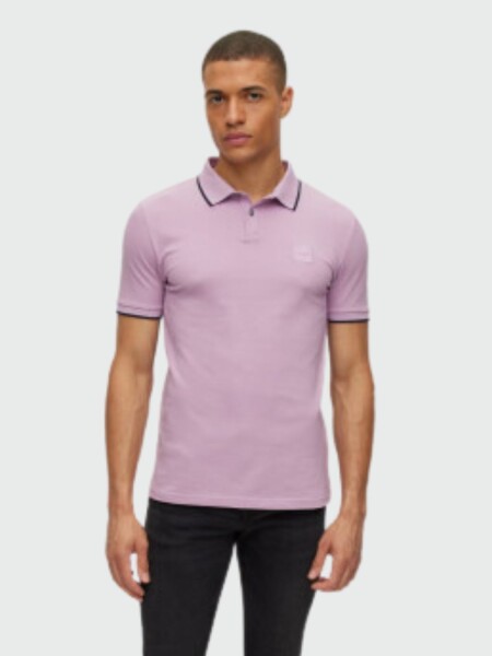 BOSS -Remera polo de algodón, slim fit , PASSERTIP Violeta