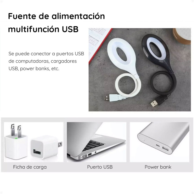 Lampara Led Redonda Para Pc o Lectura con USB Blanco