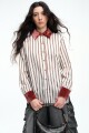 Camisa combinada velvet Crema