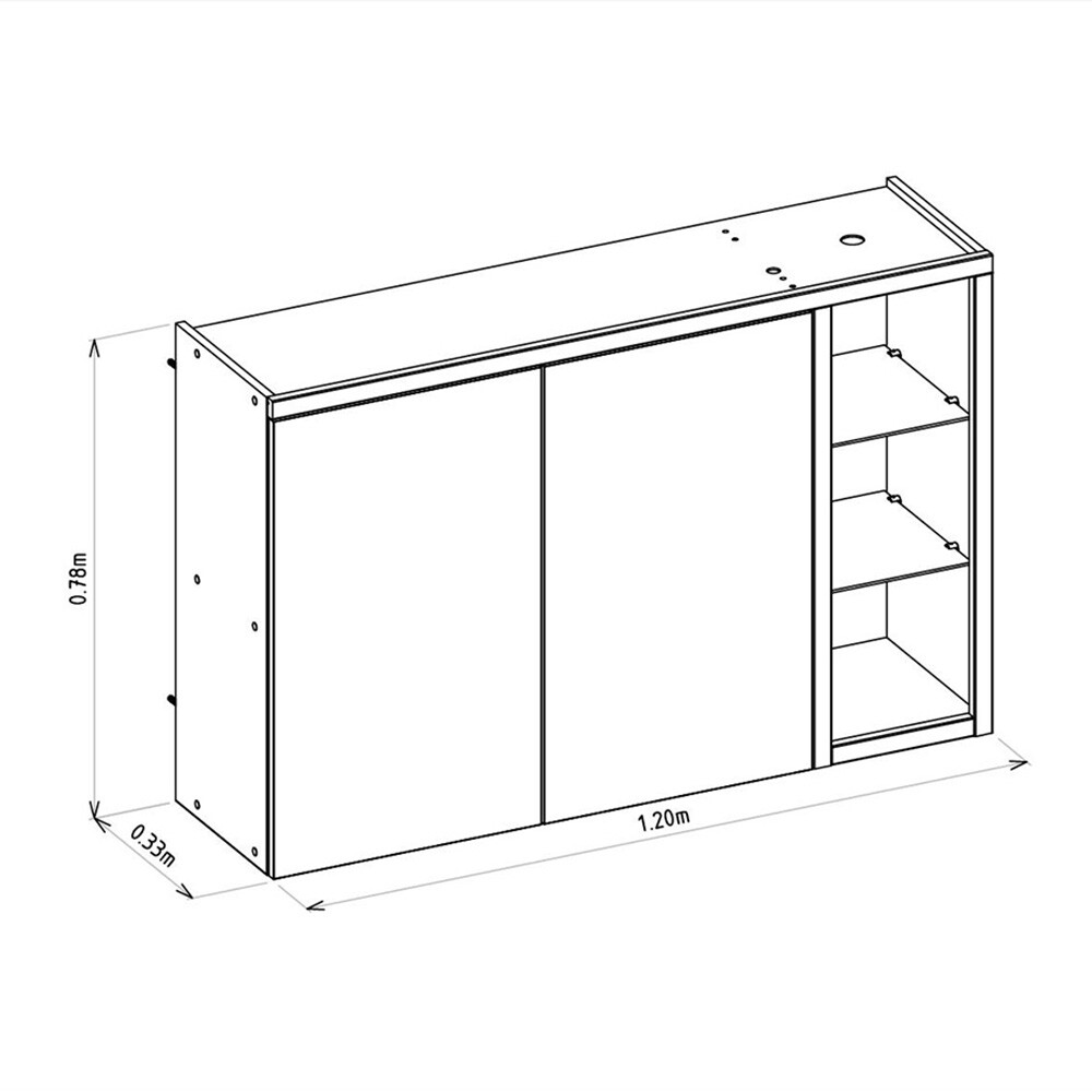 MÓDULO AÉREO 120 CM DOS PUERTAS + 3 ESTANTES CON LUZ LED MODELO ALLURE Módulo Aéreo 120 Cm Dos Puertas + 3 Estantes Con Luz Led Modelo Allure