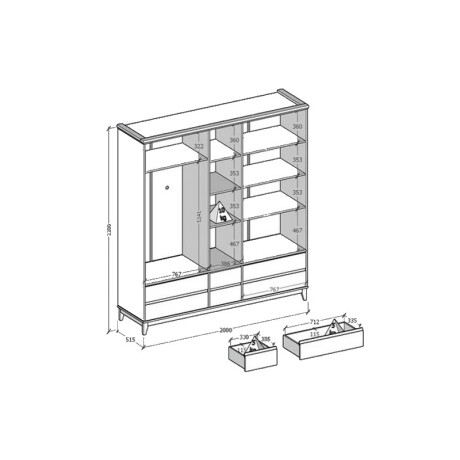 ROPERO FINESTRA PRATA 5PUERTAS 6 CAJONES OFF WHITE /FREIJO. ROPERO FINESTRA PRATA 5PUERTAS 6 CAJONES OFF WHITE /FREIJO.