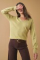 Sweater escote V verde musgo