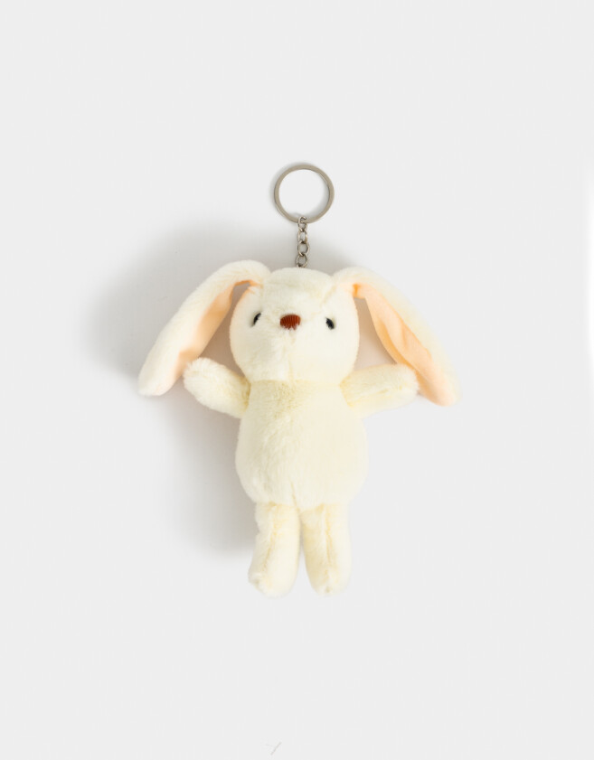 Llavero Peluche Llavero Y Charm De Conejito - Blanco Crudo