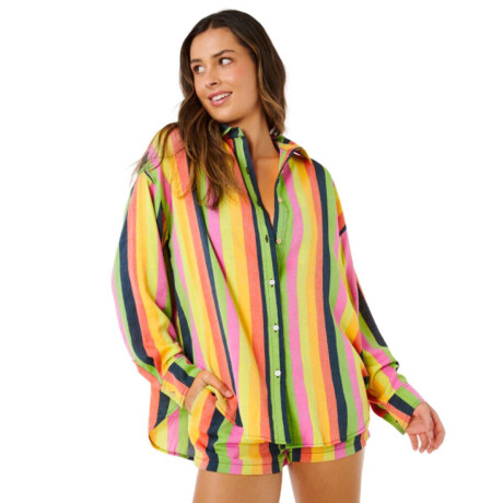 Camisa Rip Curl Neon Stripe Relaxed Shirt Multicolor