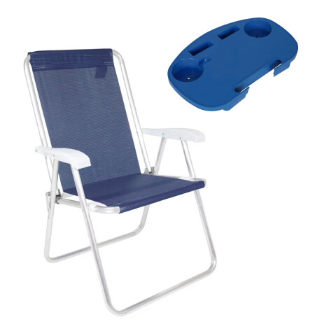 Set de Silla Playa Pleg Alum + Mesa Lateral Portable Azul Azul Marino
