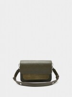 Bolso Bandolera Con Solapa Y Textura caqui