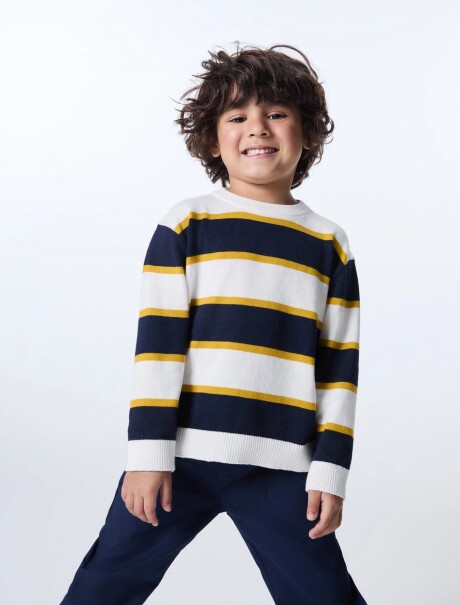 BUZO INFANTIL DE PUNTO A RAYAS AZUL