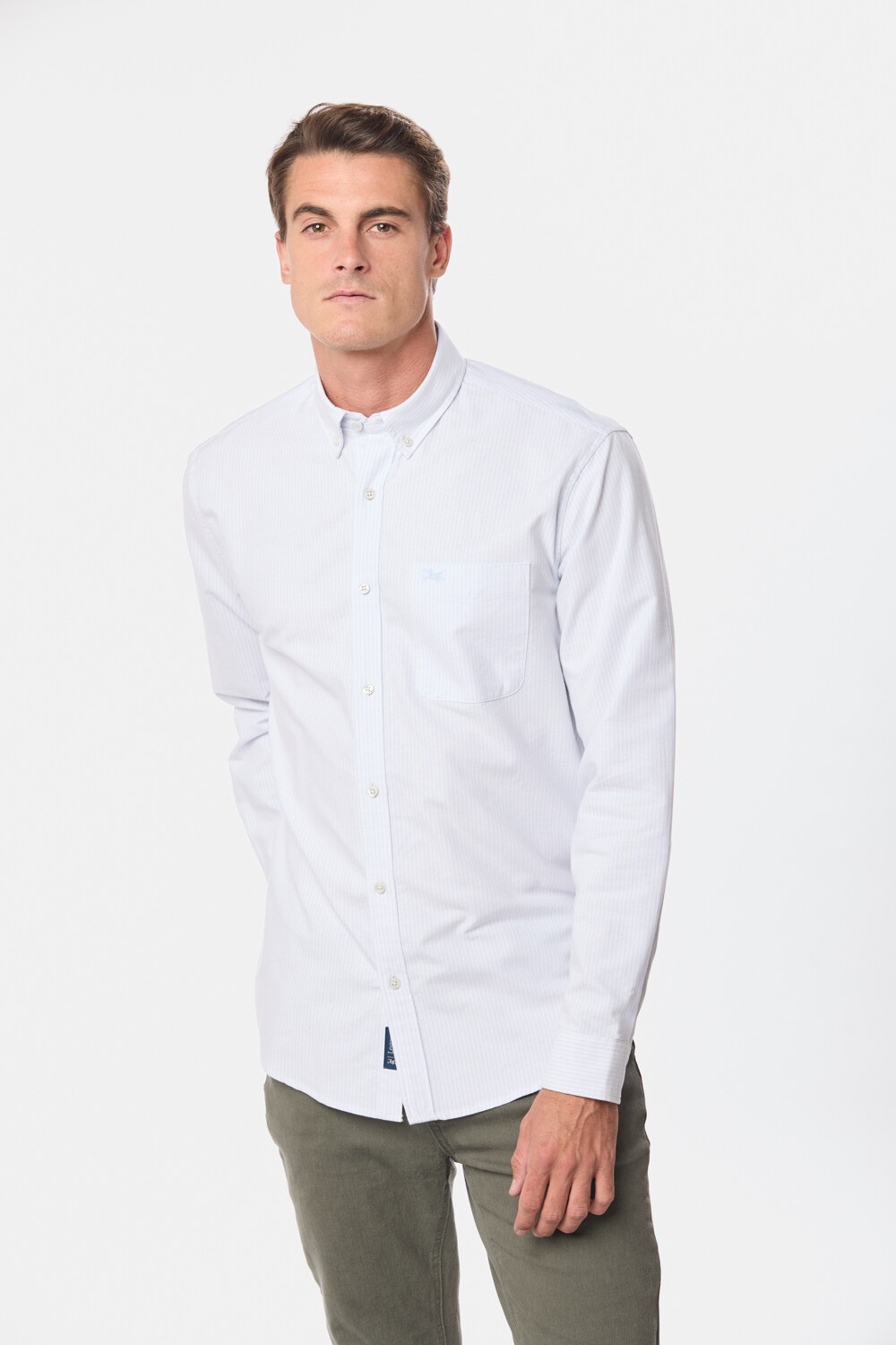 CAMISA OXFORD A RAYAS Celeste