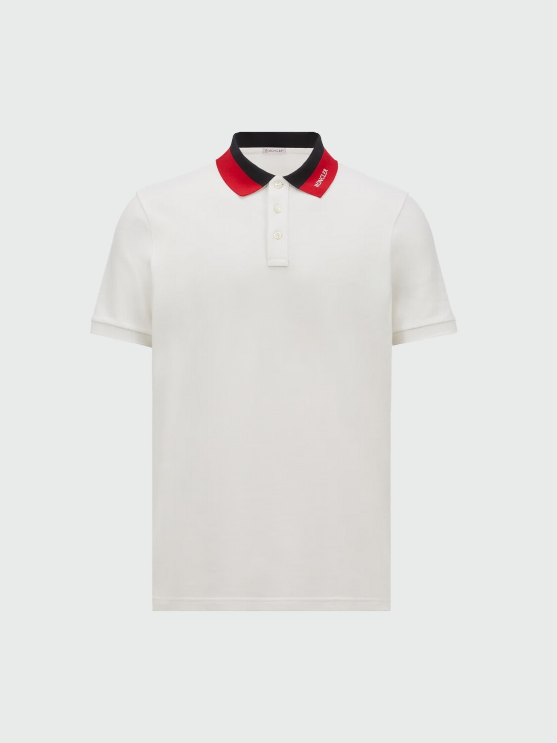 Moncler - Polo de Algodón con Parche con Logotipo Blanco