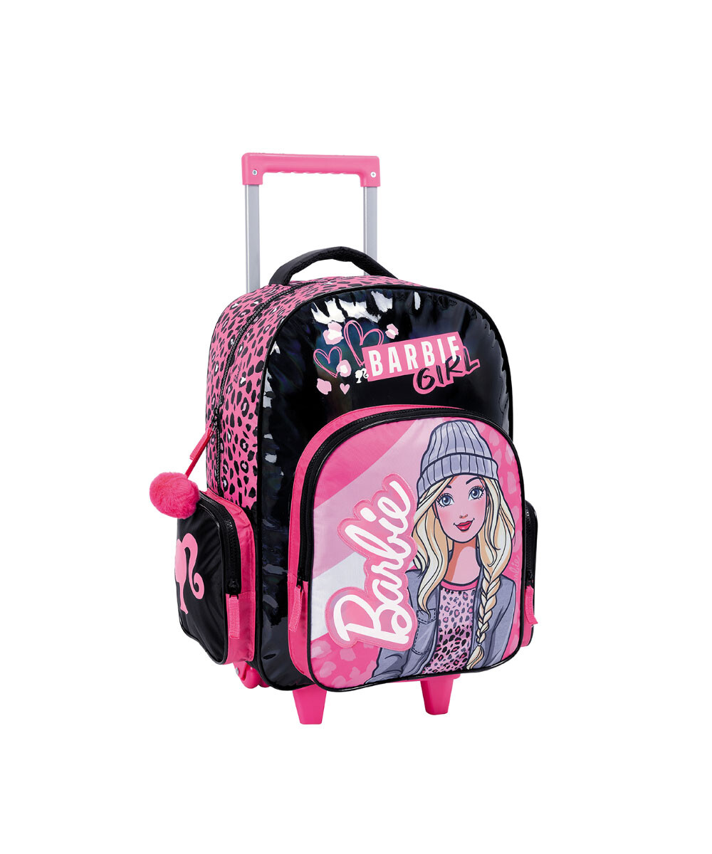 Mochila Infantil Barbie Grande Con Carrito - Negro 