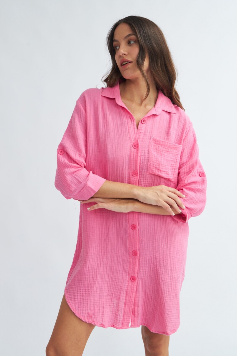 Camisa mangas 3/4 FUCSIA