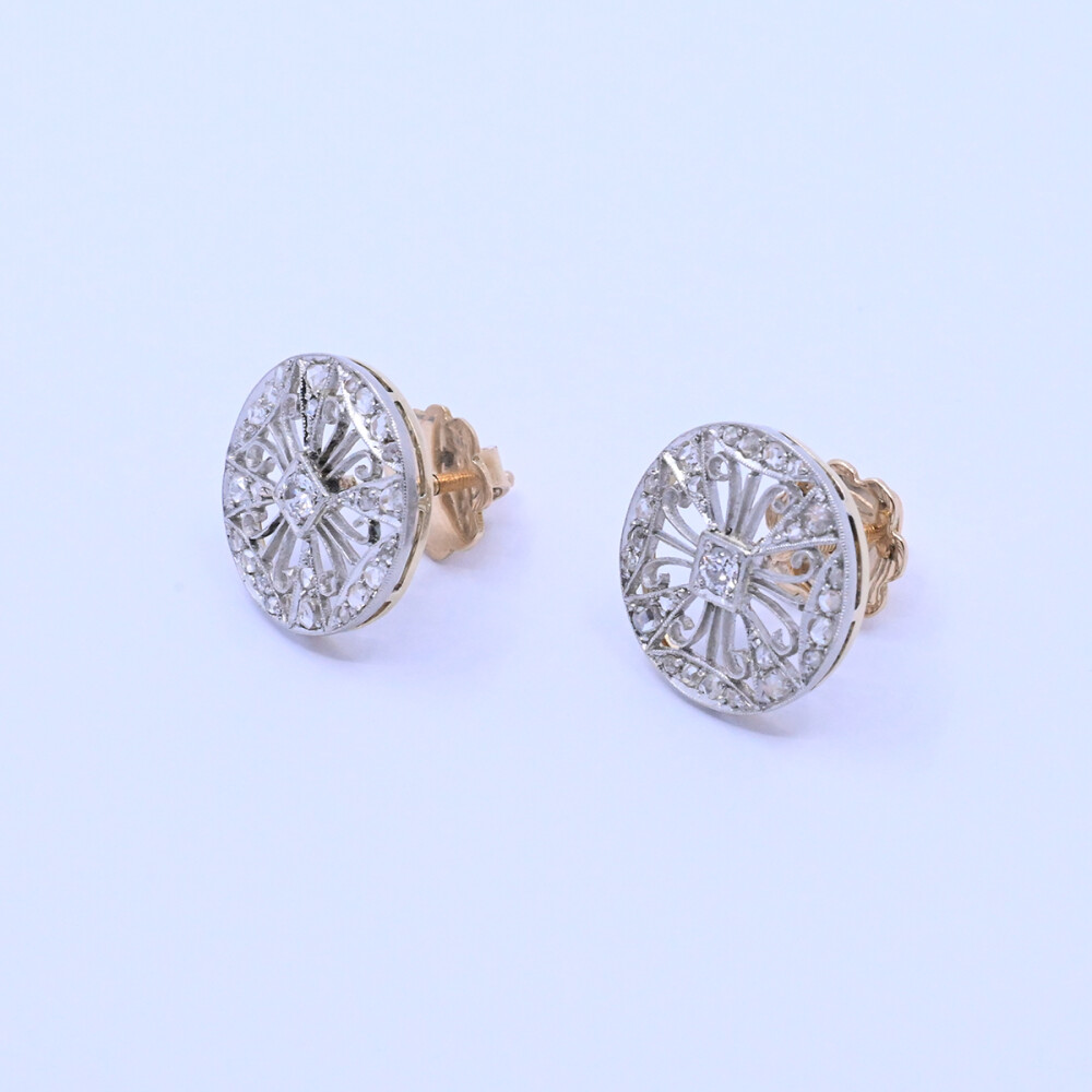 Caravanas oro 18k antiguas con brillantes y diamantes. Caravanas oro 18k antiguas con brillantes y diamantes.