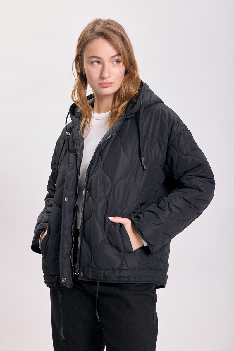 Campera capitoneada Negro