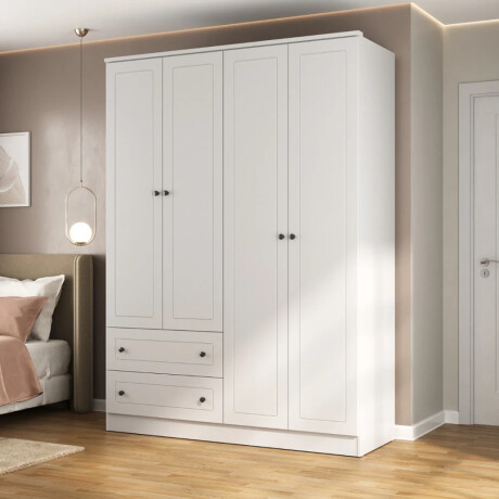 Ropero Rustico Americana Plus 4 puertas y 2 cajones 100% MDF Blanco
