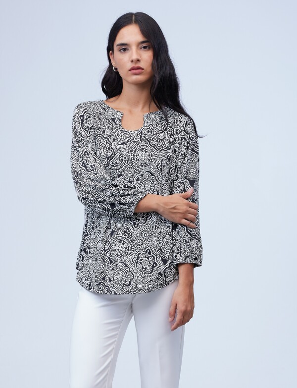 Blusa Keyhole NEGRO/BLANCO
