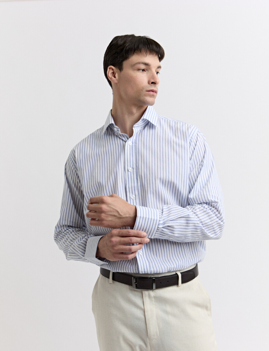 012678 CAMISA HARRINGTON LABEL Blanco/azul