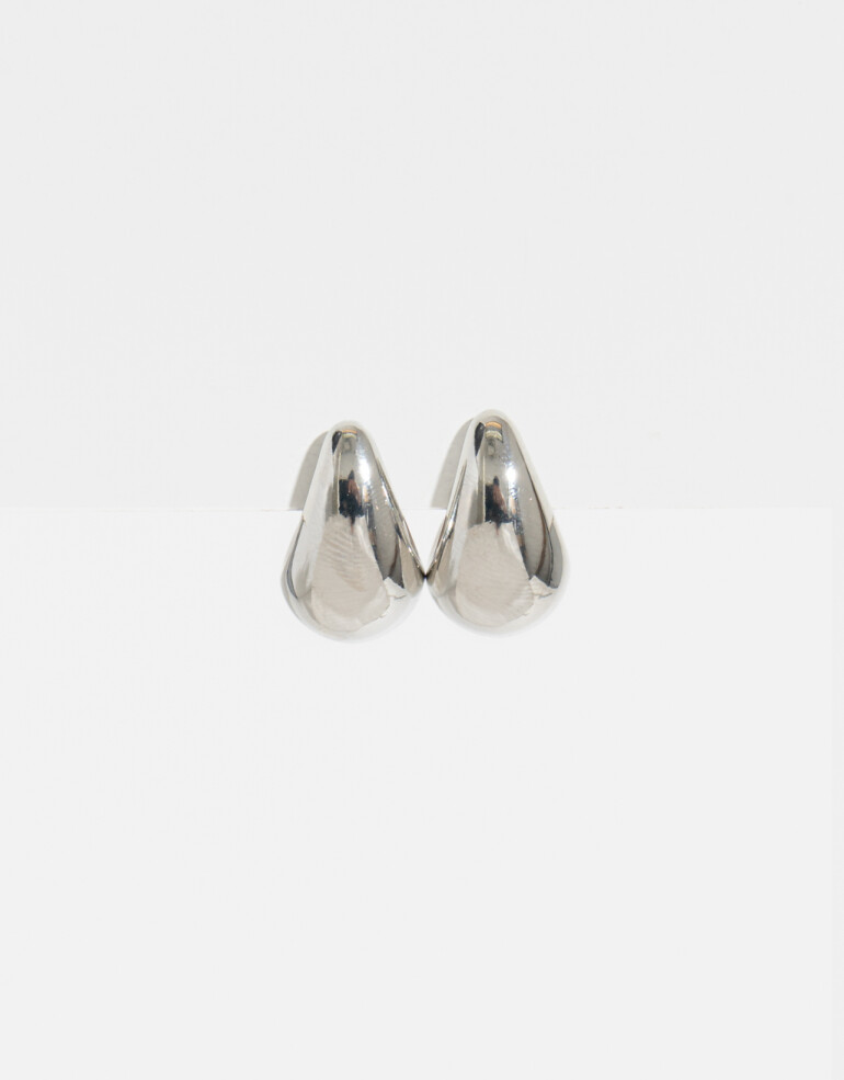 Aros Pasantes Metal Aros De Gota - Plateado Rodio