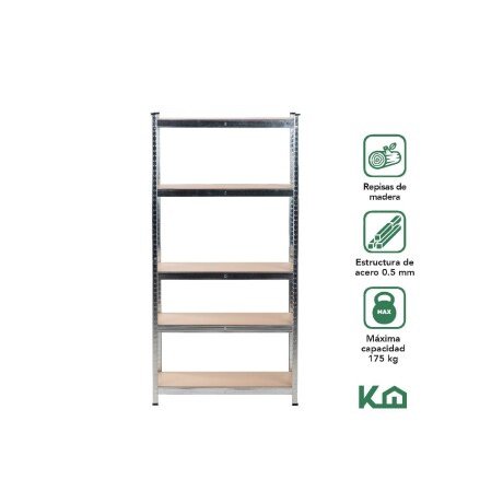 Estanteria de madera 5 estantes 180x90cm Gris