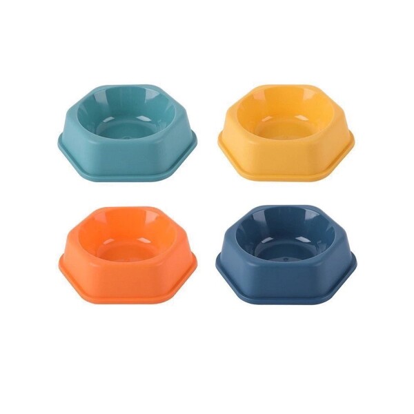 Plato Hexagonal Mascota Cachorros Comida Agua Plástico Atrix Variante Color Amarillo
