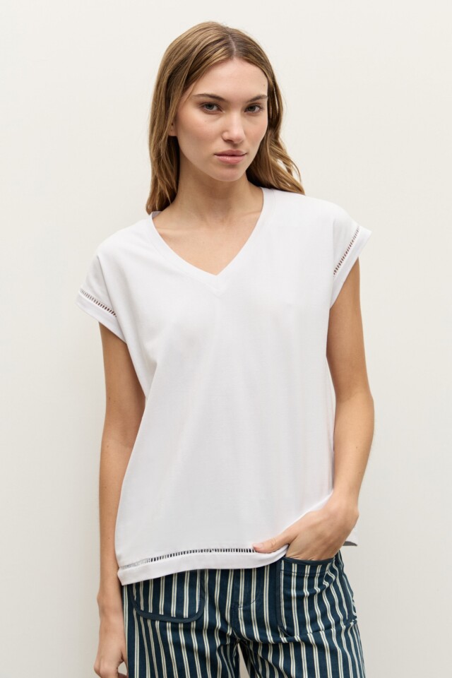 Remera con vainillas blanco