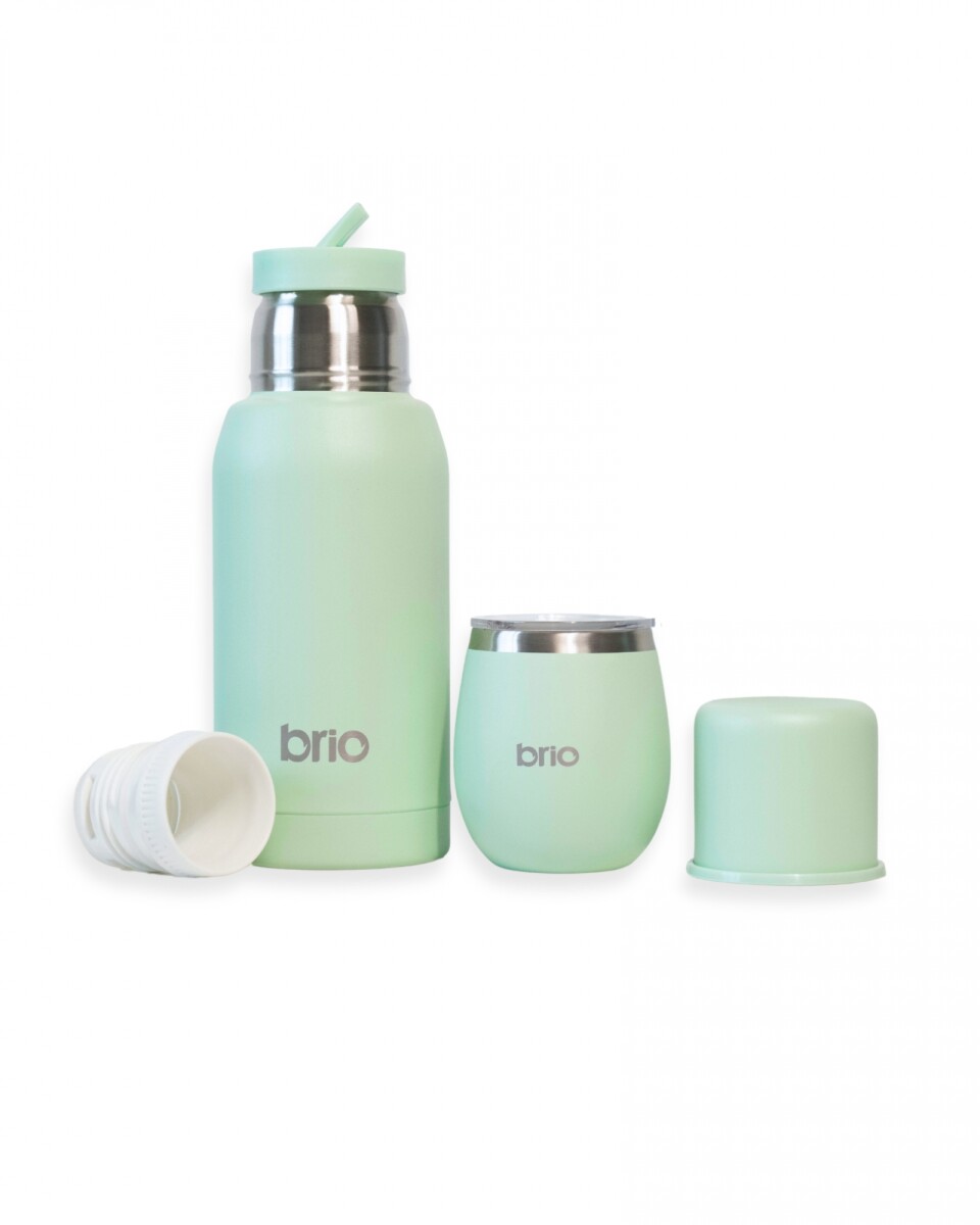 Set De Termo 750 Ml Y Mate Con Tapa brio Acero Inox - Menta 