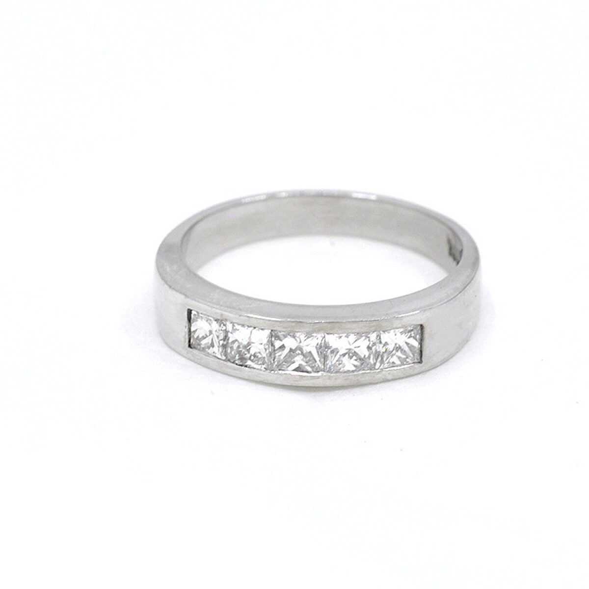 Anillo Medio Sin Fin En Oro Blanco 18K Y Brillantes Corte Princesa 