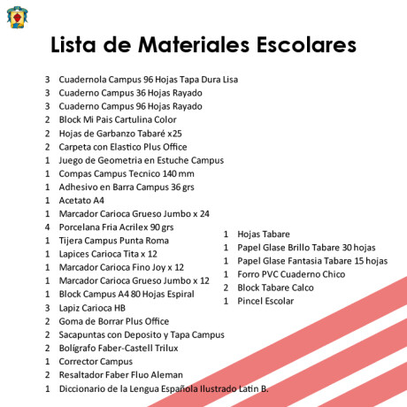 Lista de Materiales Escolares Colegio Sagrado Corazón - 6º Escuela Lista de Materiales Escolares Colegio Sagrado Corazón - 6º Escuela