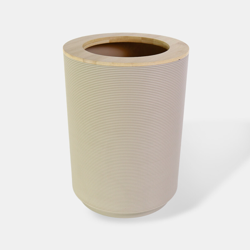 BASURERO PLAST BEIGE/BAMBU 20X26CM Unica