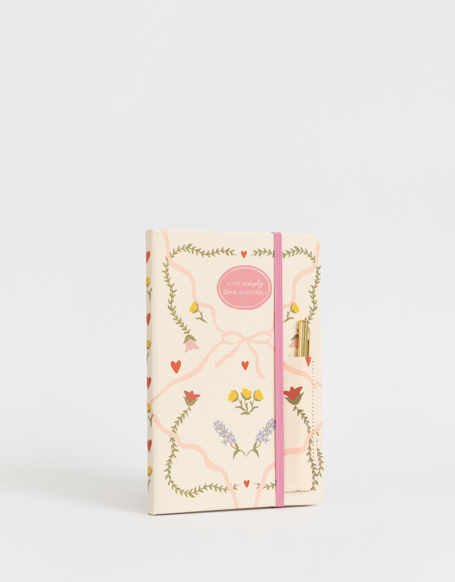 Librería Sets Flores Set De Cuaderno A5 Y Lápicera - Combinacion Multicolor