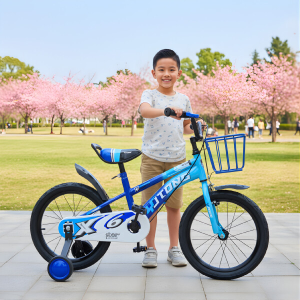 Bicicleta Infantil Yjtong R18 Canasto Rueditas Guardabarro Azul 1