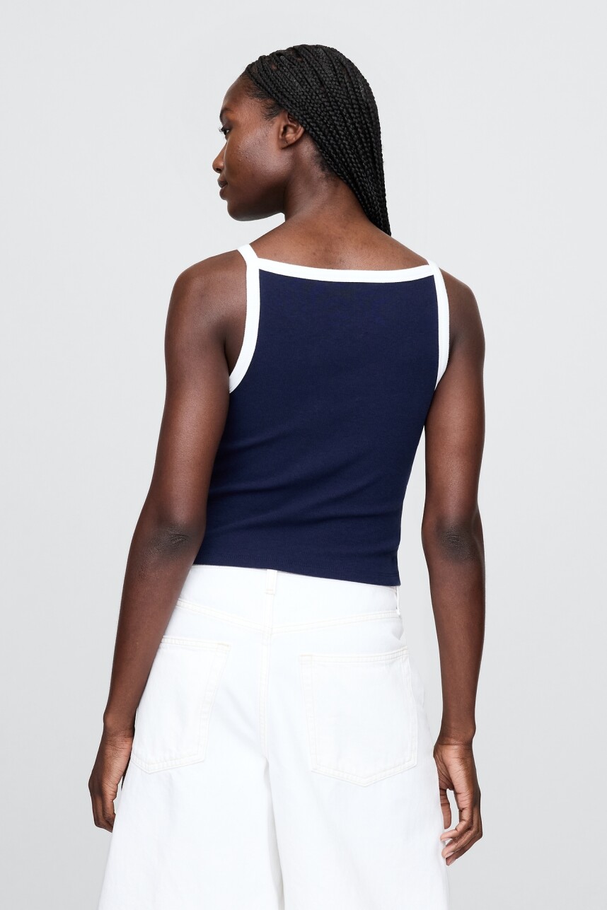 Musculosa Algodón Rib Mujer Navy W White Trim