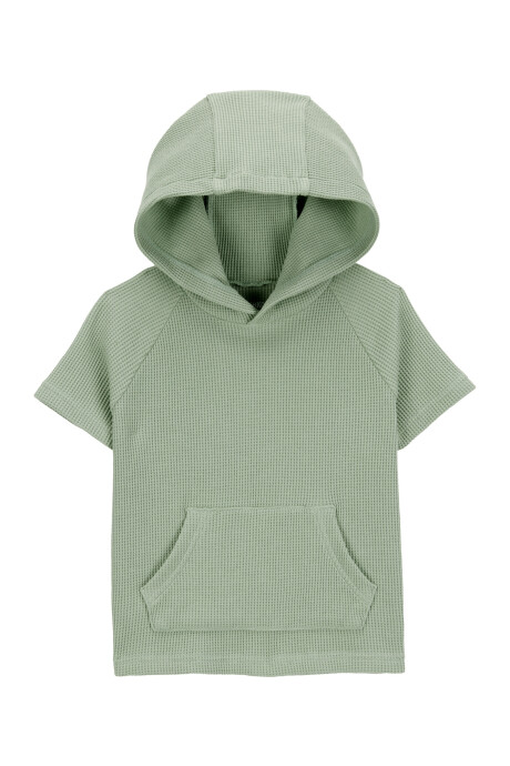 Remera de algodón, tipo canguro manga corta Sin color