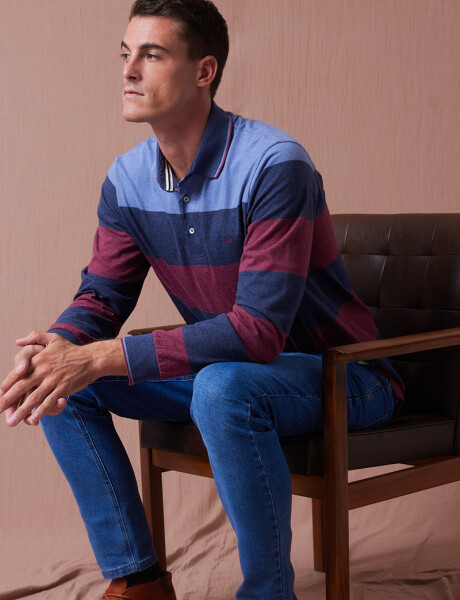 REMERA POLO RAYADA Bordo
