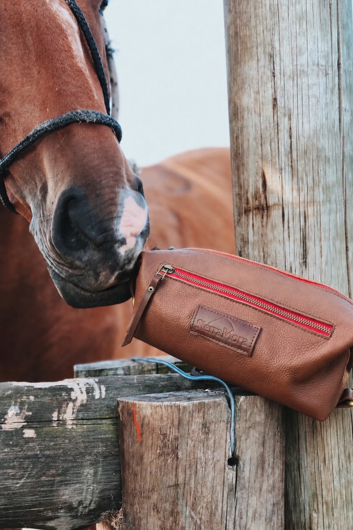 Necessaire de Cuero Marrón Red Zip