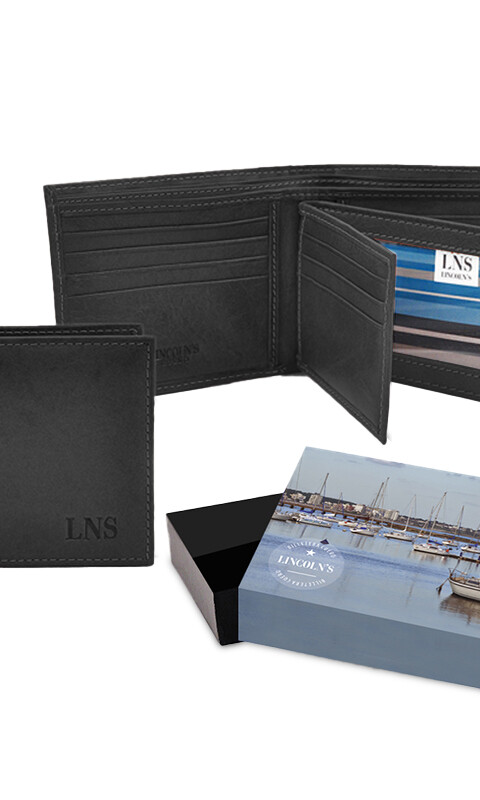 BILLETERA DE CUERO PLATÓN NEGRO