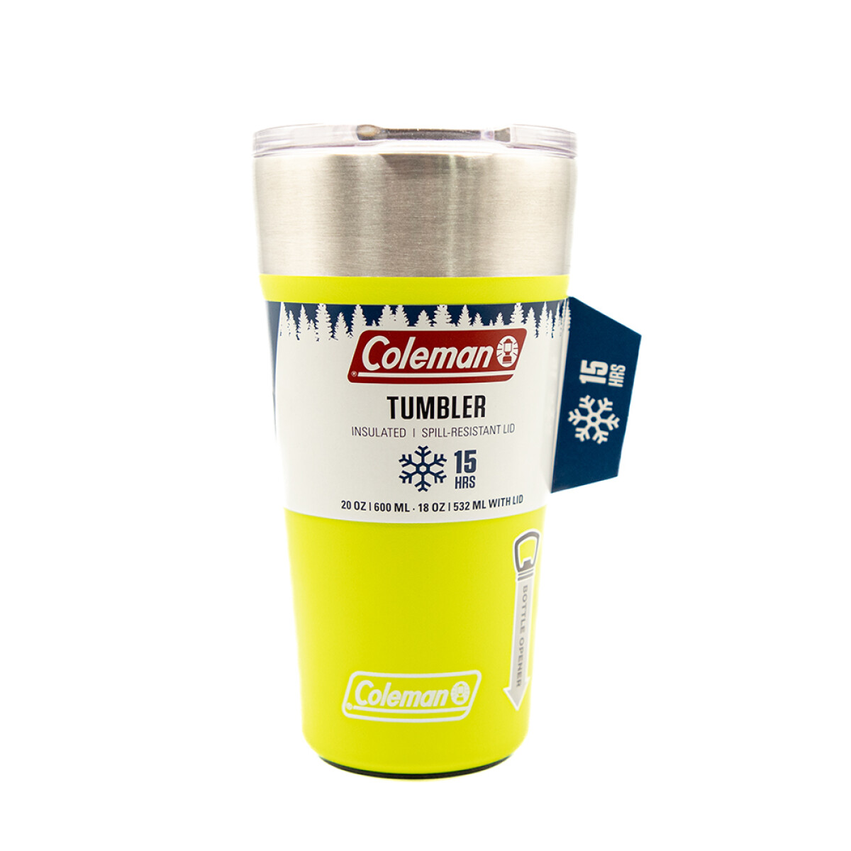 COLEMAN VASO CON TAPA Y ABRIDOR - AMARILLO FLUOR 