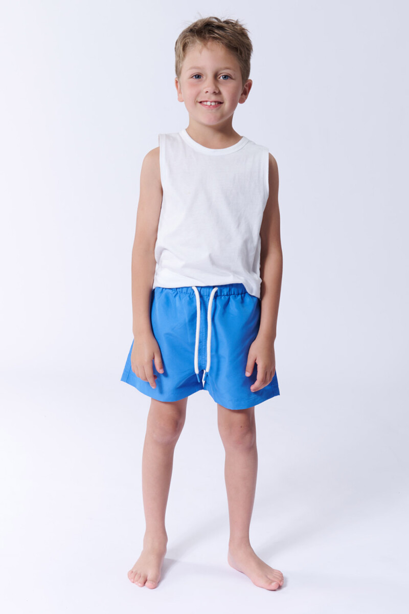 Short de baño liso Azul
