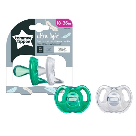 Pack x2 Chupetes ultralivianos 18 a 36 meses verde