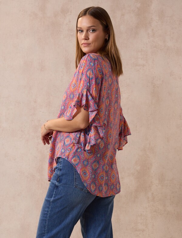 Blusa Manga Volado ROSA/MULTI
