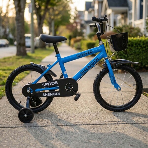 Bicicleta Infantil Shengdi R16 Canasto Parrilla Guardabarros Azul 1