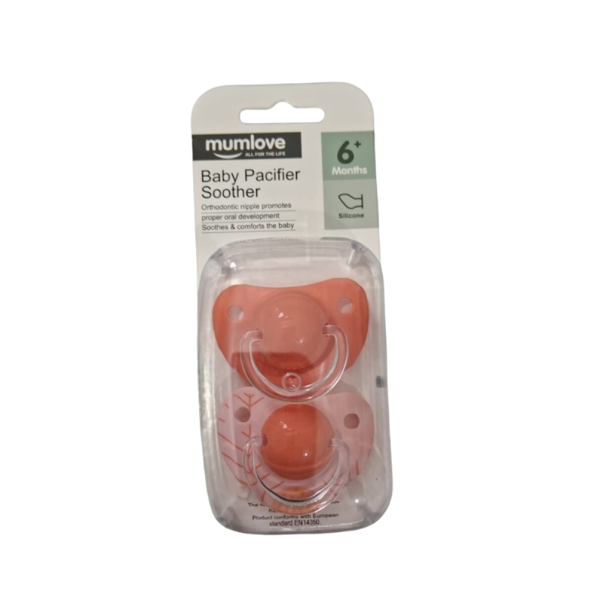 Mumlove chupete anatómico pack x2 - 6+m Naranja 