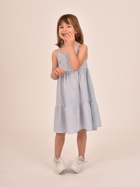 VESTIDO RAYAS AMAPOLA CELESTE