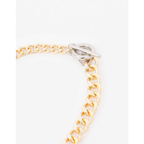 Collar Largo De Metal Biplating Combinacion Bicolor
