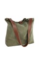 Tote bag de cuero con gamuza verde
