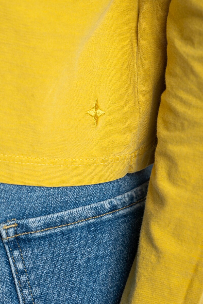 Remera Manga Larga Algodon Lavado Mostaza