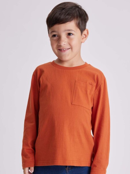 Remera manga larga con bolsillo Terracota