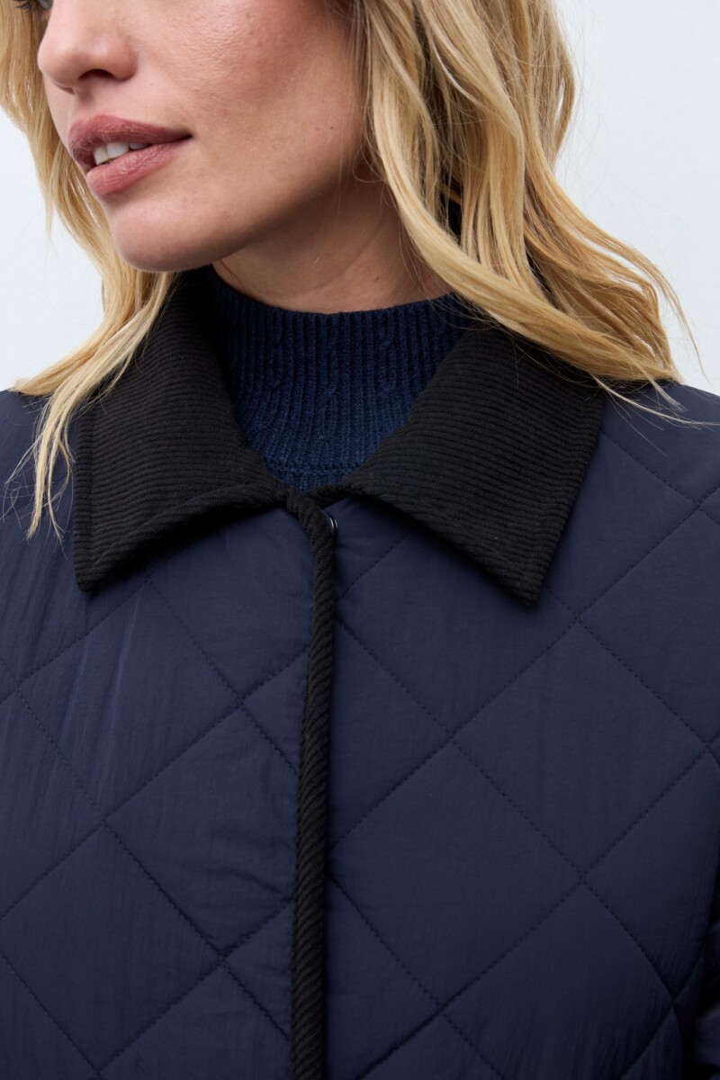 Campera a cuadros capitoneada azul marino